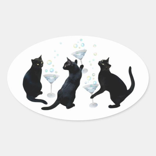 Black Cats Martinis Stickers (Vorderseite)