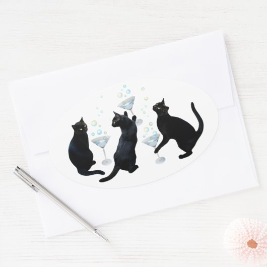 Black Cats Martinis Stickers (Umschlag)