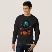Black Cats Moon Pumpkin Halloween Horror 1 Sweatshirt (Vorne ganz)