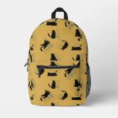 Black Cats on Mustard with Blue Outlines– Modern  Bedruckter Rucksack (Vorderseite)