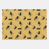 Black Cats on Mustard with Blue Outlines– Modern Geschenkpapier Set (Vorderseite 3)