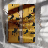 Black Cats on Mustard with Blue Outlines– Modern Geschenkpapier Set