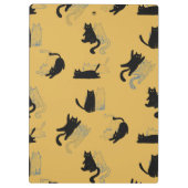 Black Cats on Mustard with Blue Outlines– Modern Klemmbrett (Rückseite)