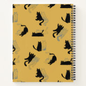 Black Cats on Mustard with Blue Outlines– Modern Notizblock (Rückseite)