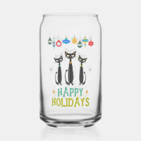 Black Cats & Ornaments Retro Mitte Jahrhundert Wei