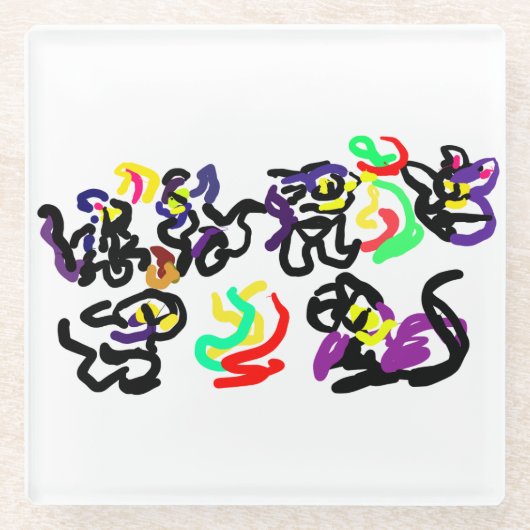 Black  Cats party Glasuntersetzer (Vorderseite)