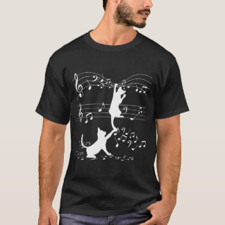 Black Cats Playing With Music Note Cat T-Shirt