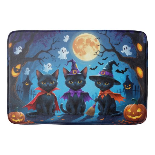 Black Cats Pumpkin Halloween Funny Badematte (Vorderseite)