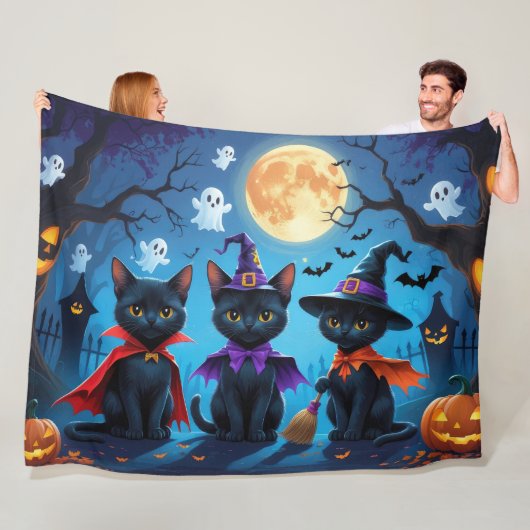Black Cats Pumpkin Halloween Funny Fleecedecke (Beispiel)