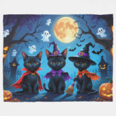 Black Cats Pumpkin Halloween Funny Fleecedecke (Vorderseite (Horizontal))