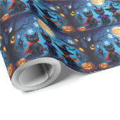 Black Cats Pumpkin Halloween Funny Geschenkpapier (Rolleneckpunkt)