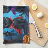 Black Cats Pumpkin Halloween Funny Geschirrtuch (Viertel Falte)