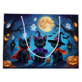 Black Cats Pumpkin Halloween Funny Große Geschenktüte (Rückseite)