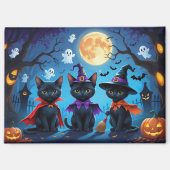 Black Cats Pumpkin Halloween Funny Magnet (Vorderseite)