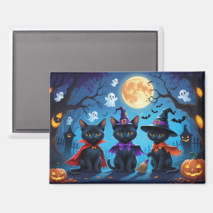 Black Cats Pumpkin Halloween Funny Magnet