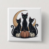 Black Cats Pumpkin Moon Gothic Halloween Button (Vorderseite)
