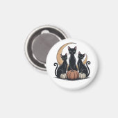 Black Cats Pumpkin Moon Gothic Halloween Button Magnet (Vorderseite/Rückseite)