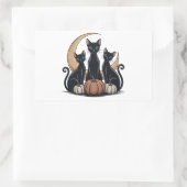 Black Cats Pumpkin Moon Whimsigothic Halloween Rechteckiger Aufkleber (Tasche)