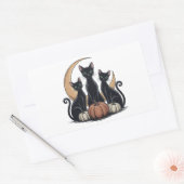 Black Cats Pumpkin Moon Whimsigothic Halloween Rechteckiger Aufkleber (Umschlag)