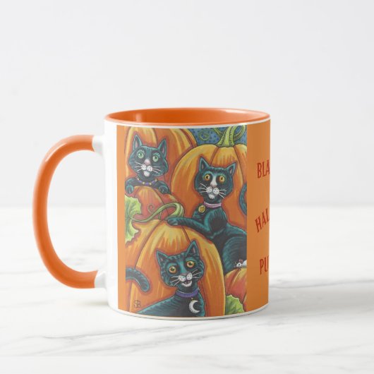 Black Cats Pumpkin Patch HALLOWEEN TASSE *Anpassen (Links)