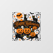 Black Cats Pumpkins und Bats Frohe Halloween Fensteraufkleber (Blatt)