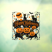 Black Cats Pumpkins und Bats Frohe Halloween Fensteraufkleber (Blatt 3)
