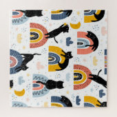 Black Cats Rainbows Fantasy Pattern Puzzle (Horizontal)