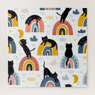 Black Cats Rainbows Fantasy Pattern Puzzle