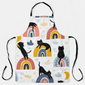 Black Cats Rainbows Fantasy Pattern Schürze (Vorderseite)