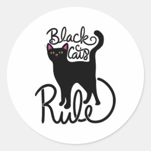 Black Cats Rule Fun Black Cat Mama Niedlich Runder Aufkleber