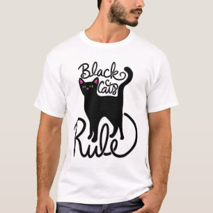 Black Cats Rule Fun Black Cat Mama Niedlich T-Shirt