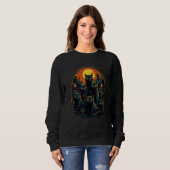 Black Cats Scary Moon  Halloween Horror Sweatshirt (Vorne ganz)