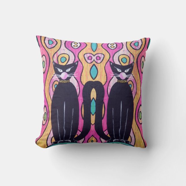 Black Cats Throw Pillow Home Decor Kissen (Vorderseite)