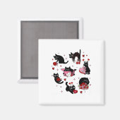 Black Cats Valentine Magnet (Vorderseite/Rückseite)