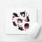 Black Cats Valentine Mousepad (Mit Mouse)