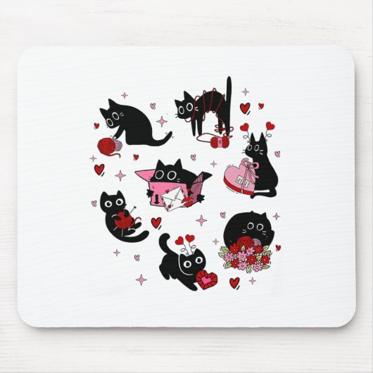 Black Cats Valentine Mousepad (Vorne)