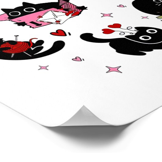 Black Cats Valentine Poster (Ecke)