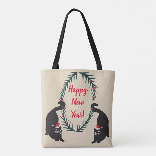 Black Cats Weihnachten Tasche (Rückseite)