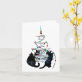 Black Cats Weihnachtsbaumkarte Karte (Gelbe Blume)
