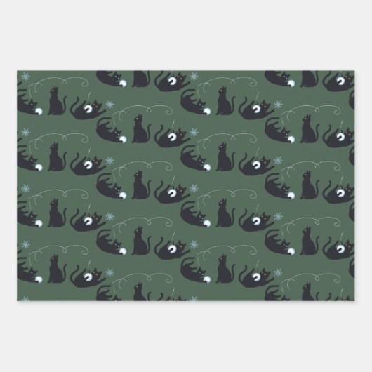 Black Cats Winter Cute Christmas Winter Geschenkpapier Set (Vorderseite)