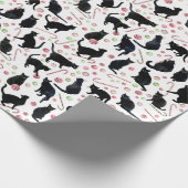 Black Cats with Peppermint Candy Wrapping Paper Geschenkpapier (Ecke)