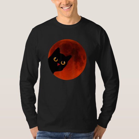 Black Cats Yellow Cat Eyes moon the red Scary T-Shirt (Vorderseite)