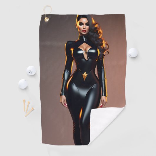 Black Catsuit Golf Golfhandtuch (Insitu)