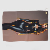 Black Catsuit Golf Golfhandtuch (Horizontal)