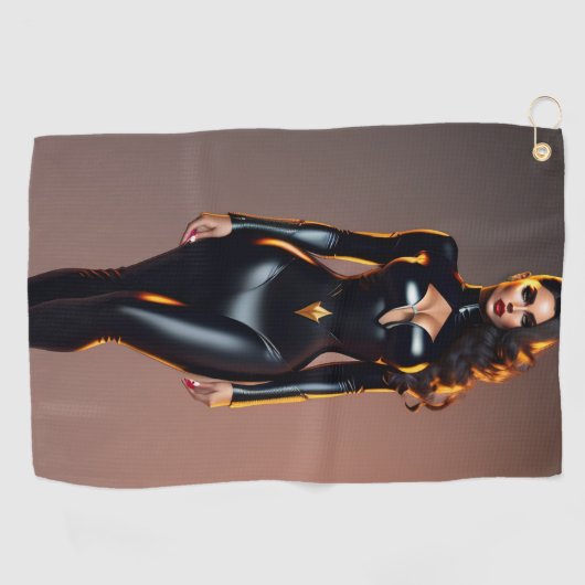 Black Catsuit Golf Golfhandtuch (Horizontal)