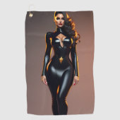 Black Catsuit Golf Golfhandtuch (Vorderseite)