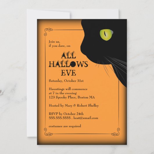 Black Cat'Tis Halloween-Party Einladung (Rückseite)