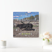 Black Cattle Impressions Quadratische Wanduhr (Zuhause)