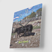 Black Cattle Impressions Quadratische Wanduhr (Winkel)