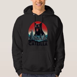 Black Catzilla Japanisch Art Sunset Funny Cat Kitt Hoodie